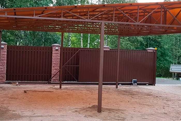 Навес для машины односкатный